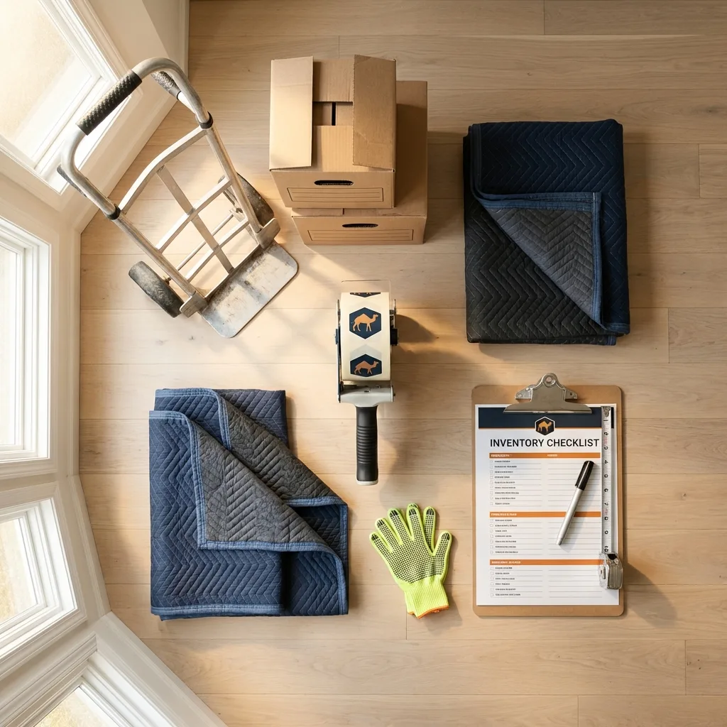 Professional moving supplies and packing materials layout for New Town residential relocations